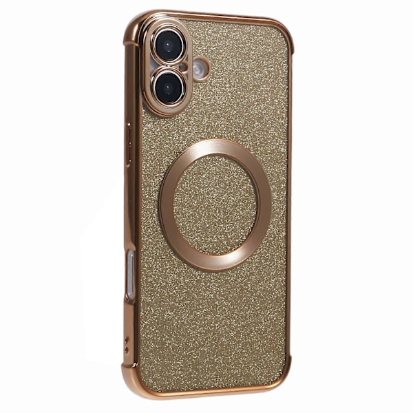 Skal för iPhone 16 Plus Elektropläterad Glitter TPU Genomskinligt Telefonskal Kompatibelt med MagSafe - Guld