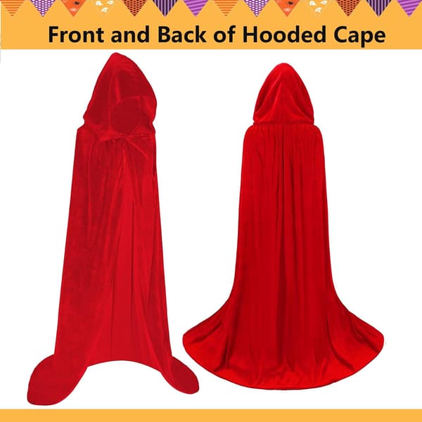 Unisex Voksne Hætteklædt Kappe Lang Fløjlskappe Halloween Cosplay Kostumer Red