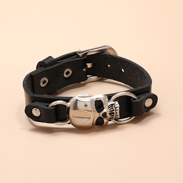 Europæisk og amerikansk minimalistisk læderarmbånd med dødningehoved