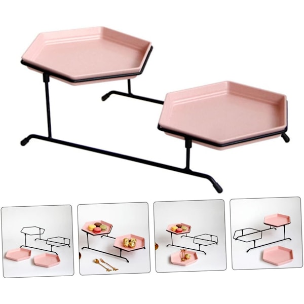 1 sett Dobbel Lag Kakeform kakefat dessertstativ cupcake-tårn serveringsbrett Kakeoppbevaringsstativ dessertfat