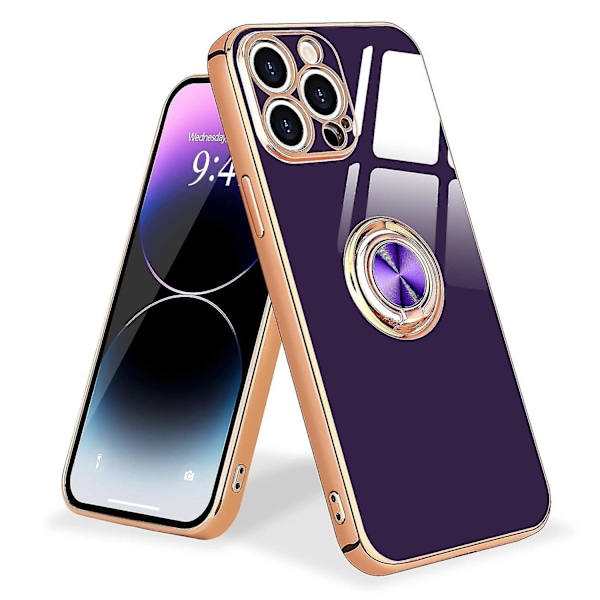 360 Graders Roterande Magnetisk Bilhållare Fodral för iPhone 14 Pro Max, Lila