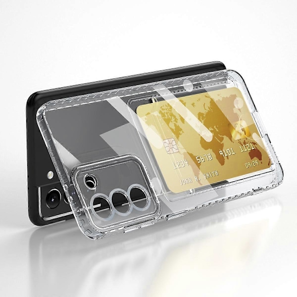 För Samsung Galaxy S23+ 5G Kortfack Stöttåligt Transparent Mobilskal