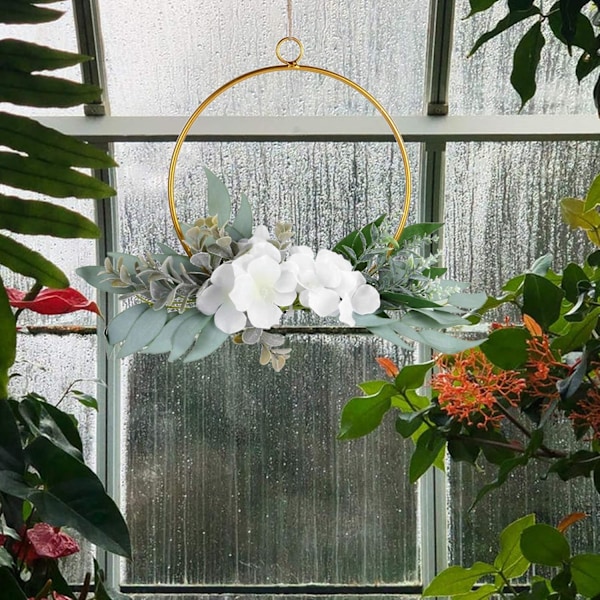 Konstgjord blomsterdörrgirlang metallgirlang, eukalyptusgirlang