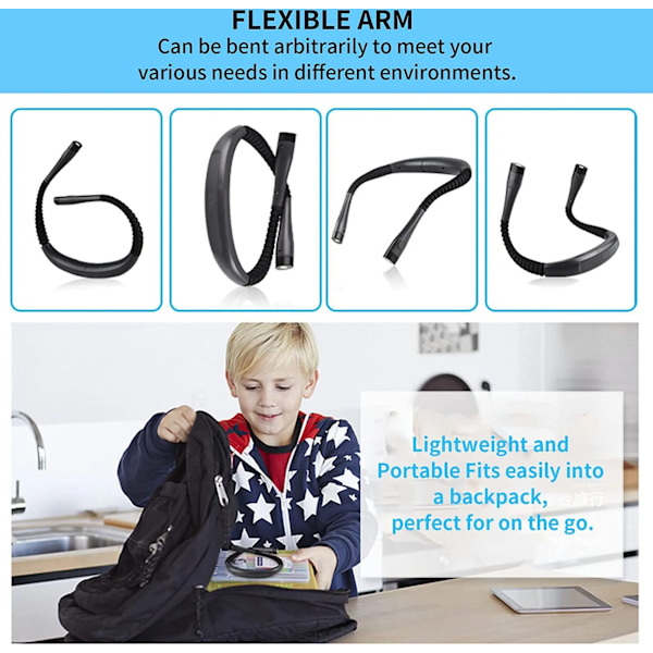 Flexibel LED-lampa för läsning, nacklampa