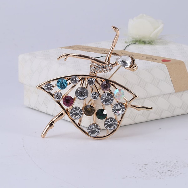 Motelegering uthulet rhinestone-brosje