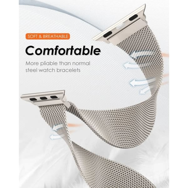 Milanese loop rem til Apple Watch band iwatch Series 9 3 6 5 SE 7 8 Ultra 2 stjerneskær silver 38mm/40mm/41mm