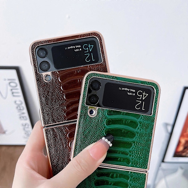 Læder Weilai Series Nano Elektropletteret Telefoncover til Samsung Galaxy Z Flip4 5G