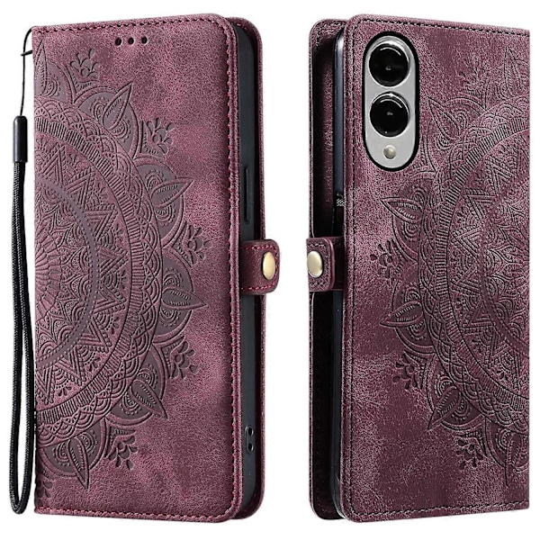 Plånboksfodral i läder för Samsung Galaxy S25 Edge, Skinnkänsla, Totem-tryck