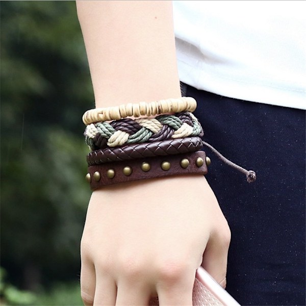 4 stk. Retro Vevd Draktskinnsarmbånd DIY Armbånd