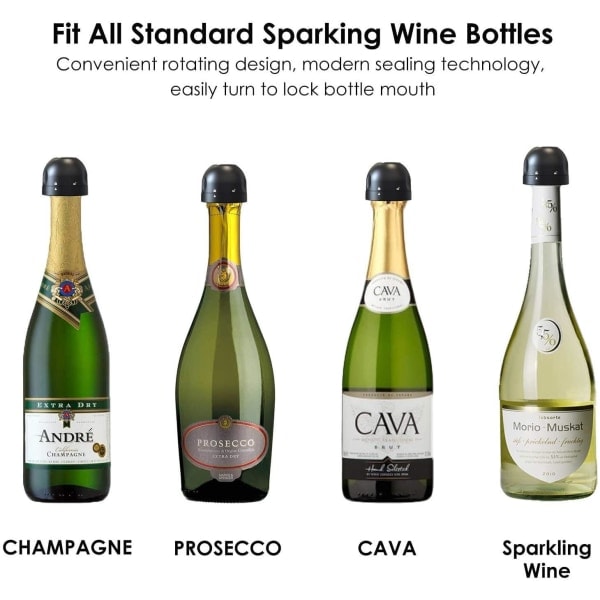 Champagne / Vin Kork - Vakuumförsegling - Propp Svart