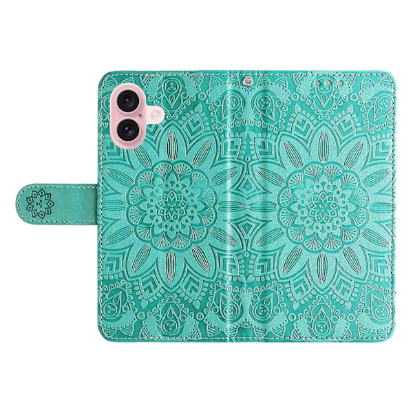 iPhone 16 PU-nahkainen puhelinpidiketeline, painettu auringonkukka, korttipidike, puhelinkuori