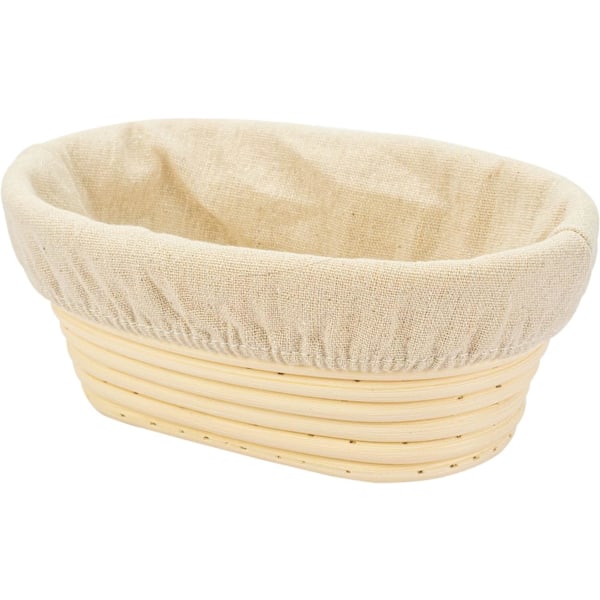 21 cm/8 tommer Oval Lang Banneton Brøddej Hævekurv i Rattan med Foring til Professionelle & Hjemmebagere