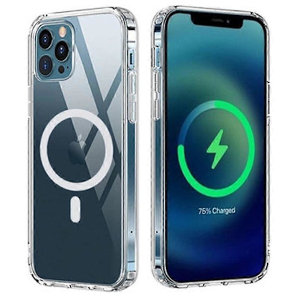 För iPhone 15 Pro Max Kompatibel med MagSafe Transparent TPU Telefon Skal Baksida