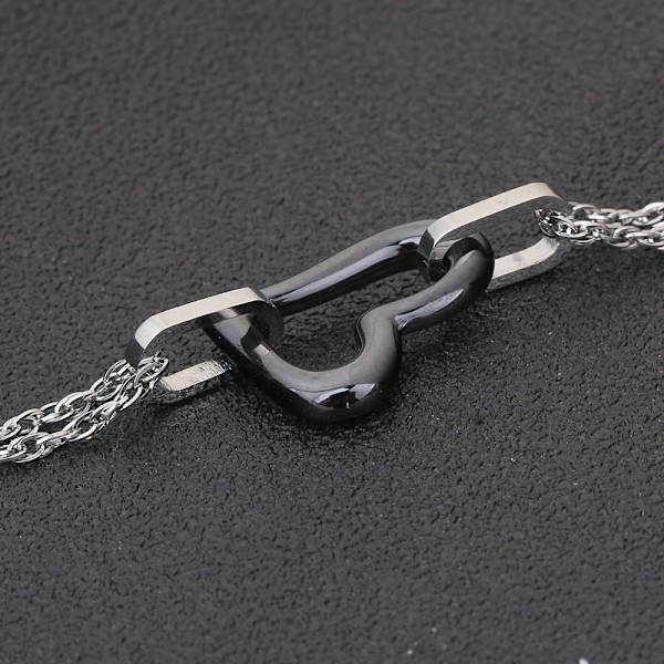 Mode Ferskenhjerte Zirconia Rustfrit Stål Armbånd white