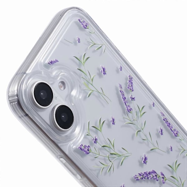 TPU-etui med blomsterprint og luftdæmpningsdesign til iPhone 16