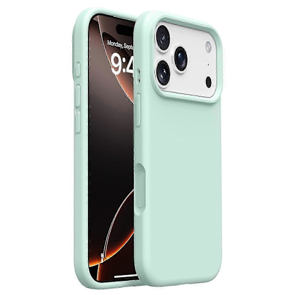 iPhone 17 Pro Max Skal Mjukt Mikrofiberfoder, Flytande Silikon + PC-skydd Ljusgrön Light Green