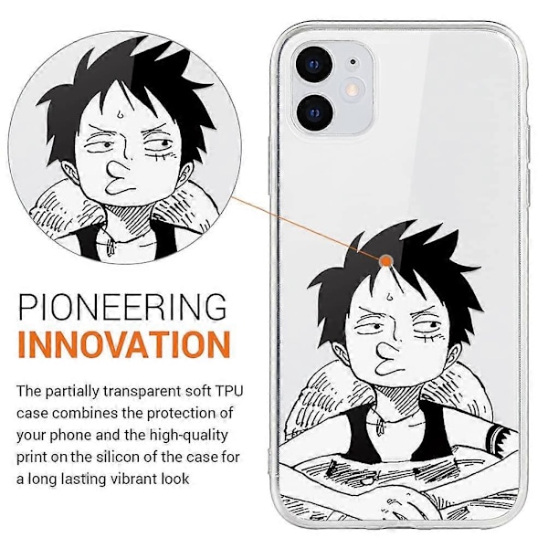2-pack Skal för Apple iPhone 12 Pro, Skal för iPhone 12 6.1 tum, Stötsäkert Mjukt TPU Silikon Skyddsskal, Anime One Piece Luffy Ace Bumper Skal