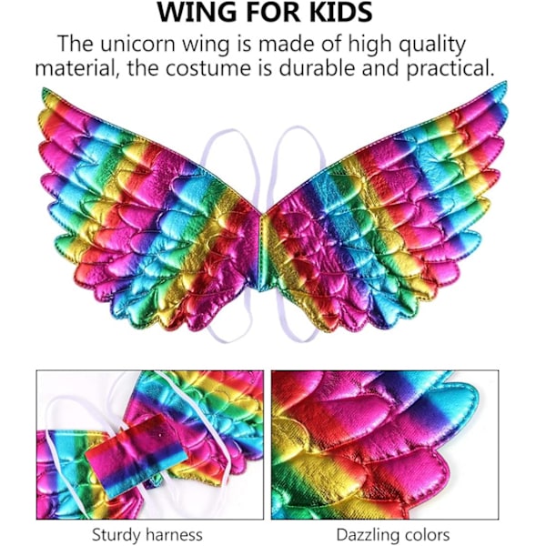 2 stk Vinger Rainbow Angel Kostyme Unicorn Kostyme Halloween