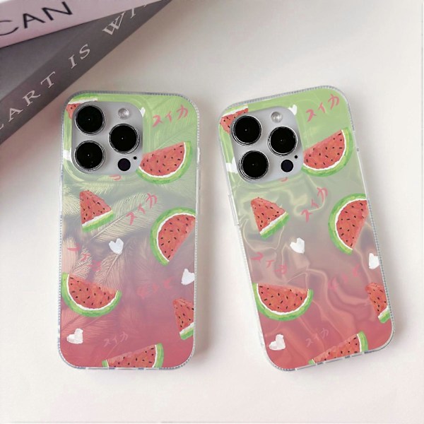 Skal för iPhone 15 Pro, Stilrent IMD Vattenmelon Mönster PC+TPU Mobilskal