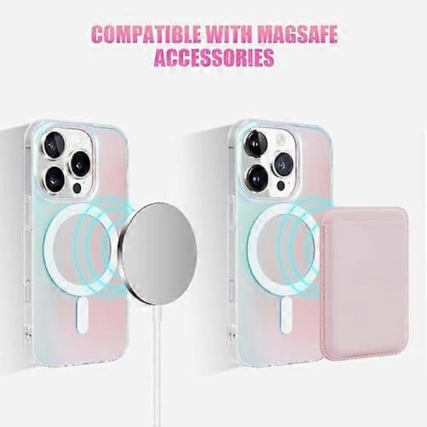 Magnetisk iPhone 16 Pro Max-etui, kompatibelt med Magsafe, holografisk iriserende unikt stødsikkert gennemskinneligt mat æstetisk telefonetui med farve C