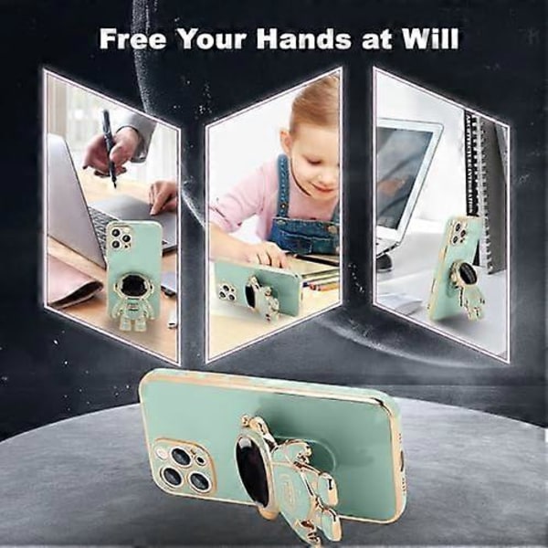 Sött 3D Astronaut Ställ med Stödben Stöttåligt Silikon Mjukt Baksida Skal för Apple iPhone 16 Pro Max