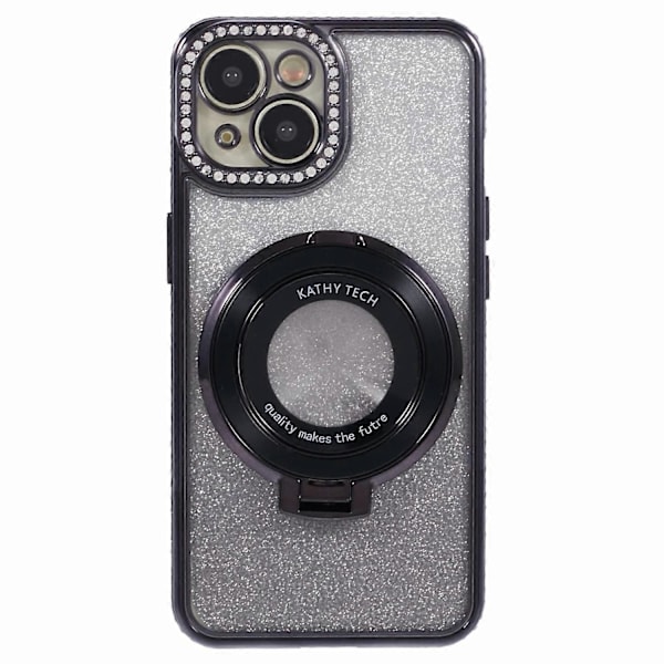 TPU-etui med gradientdesign og støttefod til iPhone 14 Plus med rhinestensornament