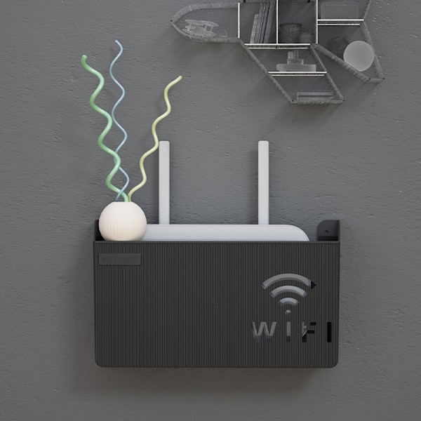 Wifi Router Hylde Organizer Vægmontering Set Top Box black
