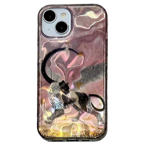 Skal för iPhone 15 Mönster Laser Effekt PC+TPU Stöttåligt Telefonskydd