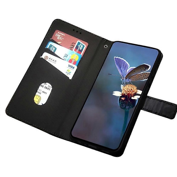 For OnePlus 13 Etui Kortpladser Splejsning Farve Læder Telefon Cover - Rød