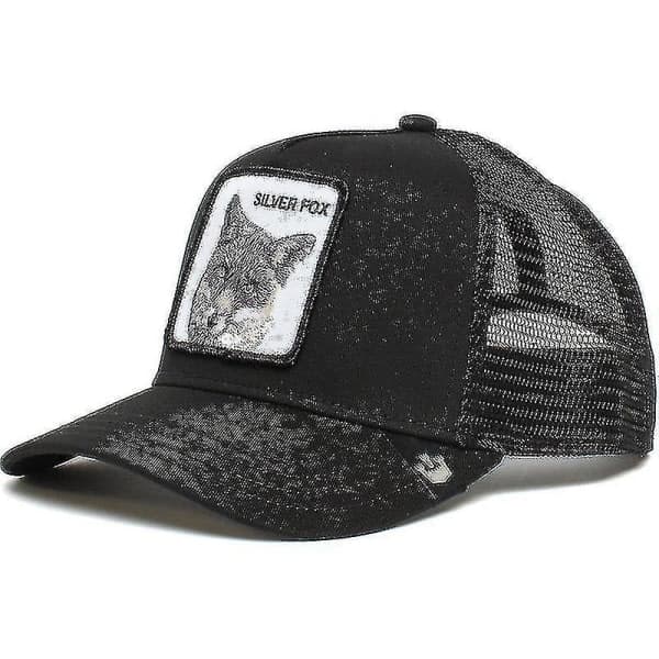 Voksen Sort Panter Mesh Cap Sommer Baseball Cap Trucker Cap W-WELLNGS Sølv Ræv - Sort Sølv Ræv - Sort Silver Fox - Black