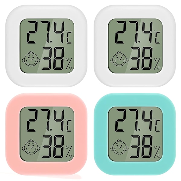 4 stk Mini LCD Digital Innendørs Termometer Hygrometer