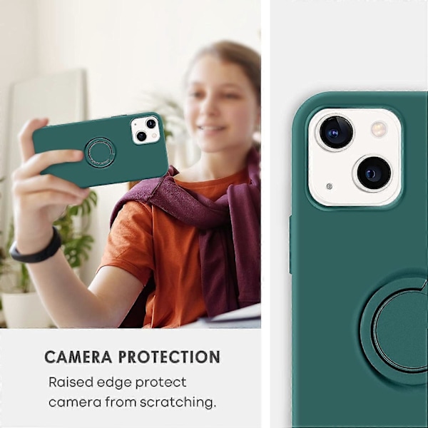 iPhone 13 -kotelo silikonigeeli 360 rengaspidike puhelinkuori - Keskiyön vihreä