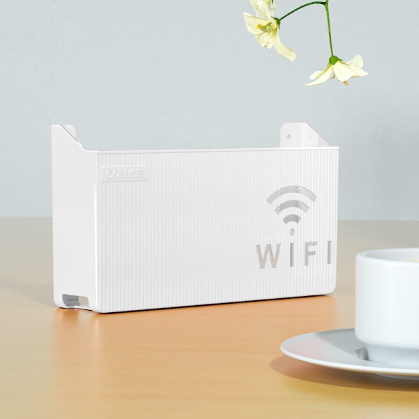 Wifi Router Hylde Organizer Vægmontering Set Top Box white