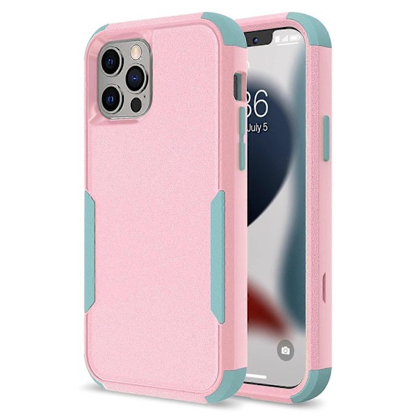 LINJOU Skal Designat för iPhone 13 Pro Max, med Full Body Gummi Armor Stötfångare Fallsäkert Skydd Rosa Grön