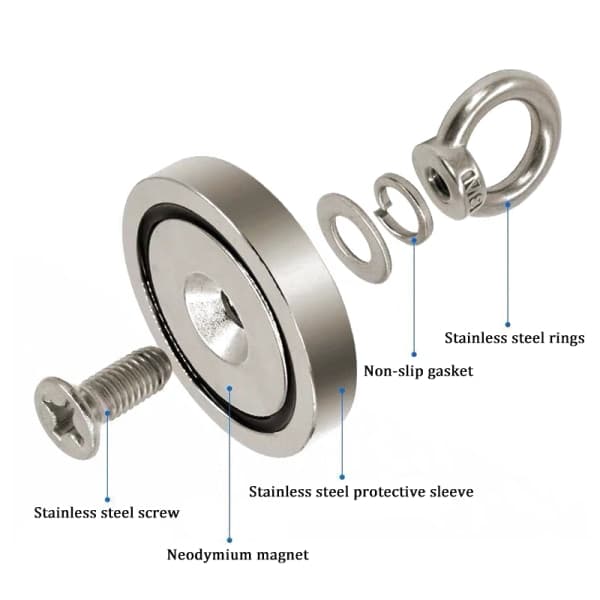 Superstark neodymmagnet / fiskemagnet Silver 42 mm 42 mm