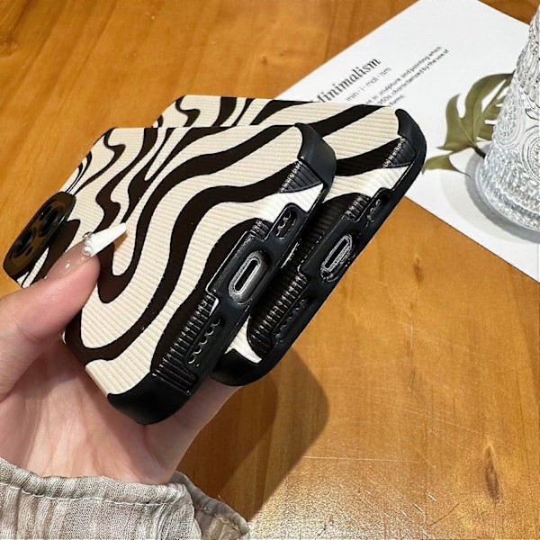 Designat för iPhone 14 Skal, Mjukt PU-läder TPU och Söt Konst Vågig Målad för Kvinnor Flickor, Slimmad Skyddande Stötsäker Kompatibel med iPhone Ca