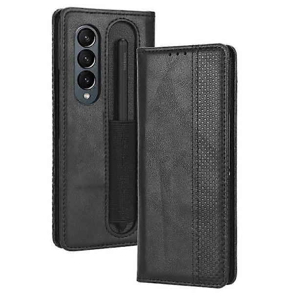 För Samsung Galaxy Z Fold4 5G Magnetspänne Retro Textur Läder Telefonfodral