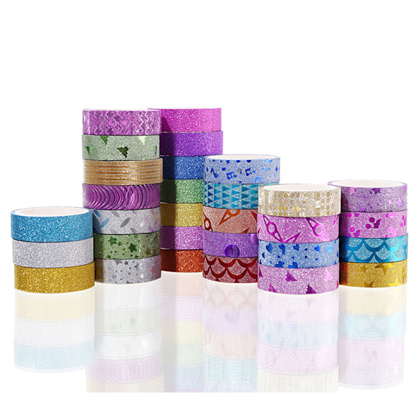 20 ruller Glitter Washi Tape Fargerike