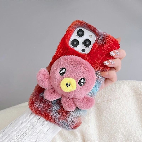 For iPhone 14 Pro Max Blekkulf Plysj TPU Telefondeksel
