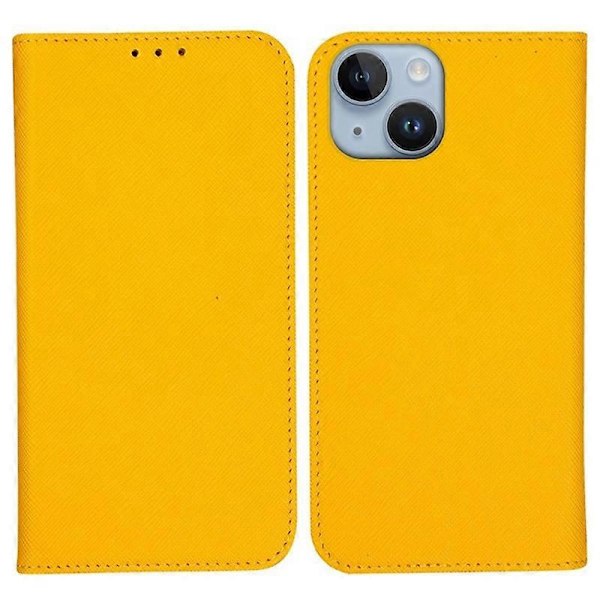Plånboksfodral för iPhone 15 PU Läder Korsstruktur Ställ Magnetiskt Skydd