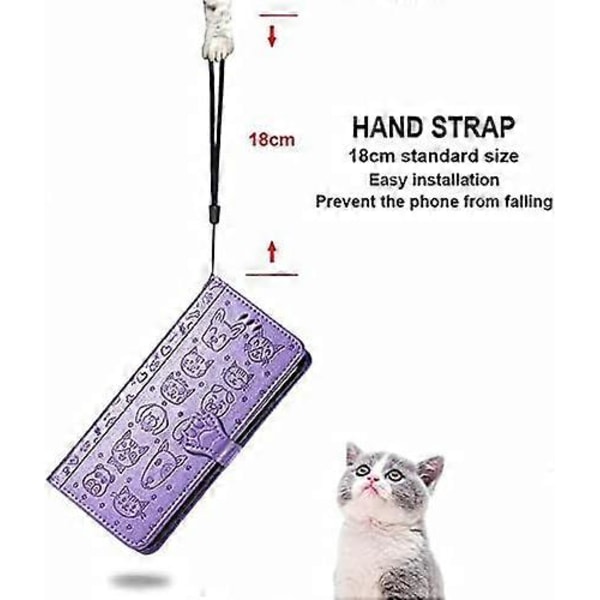 Fodral för iPhone 16 Pro Max 2024 Plånboksfodral för Kvinnor med Korthållare Präglat Sött Flip PU Läder Magnetiskt Skyddande Skal med Snodd för iPhone