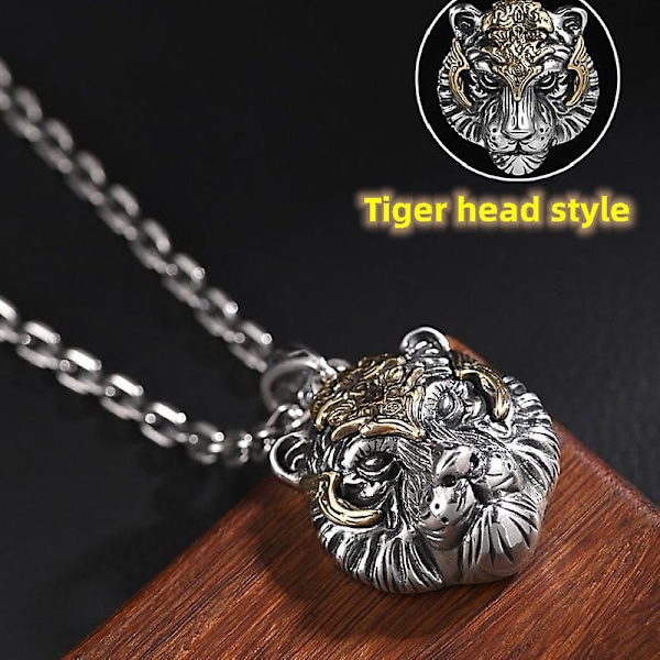 Titanium stål ny retro tigerhode anheng trendy tiger