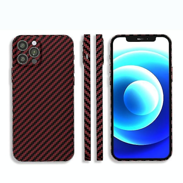 IPhone 14 hiilikuitukuvioinen PC-puhelinkotelo (musta punainen)