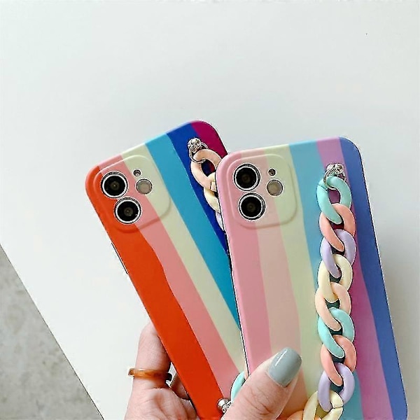 För Iphone 12 Mini Regnbåge Stöttåligt Skyddsfodral Med Regnbågsarmband (a)
