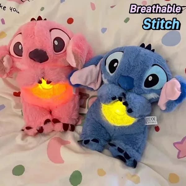30 cm Stitch Andnings-Stitch Plyschdocka - Sovleksak för barn Rosa Pink
