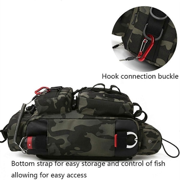 Fiskeväska med ryggsäck, betesbox, förvaring av utrustning, midjeväska, flugfiske ryggsäck med spöhållare, Sling Bag -C