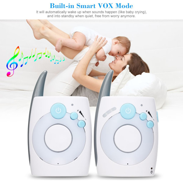 Bærbar 2,4 GHz trådløs digital babyalarm med lyd