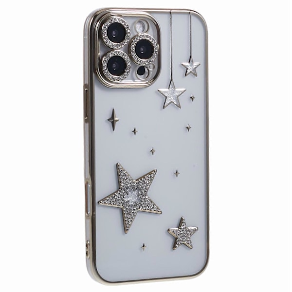 iPhone 15 Pro -kotelo 3D Bling -tähdet galvanointi TPU kirkas puhelinkotelo