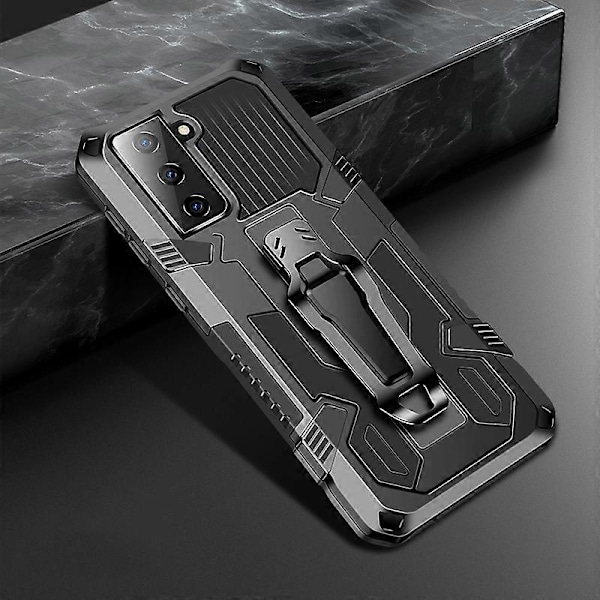 För Samsung Galaxy S21+ 5G Machine Armor Warrior Stöttåligt PC + TPU Skyddsfodral (Svart)