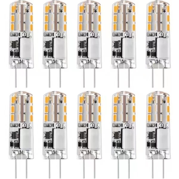 10x G4 LED-lampor 12V AC/DC Varmvit 3000K 2W, dimbar belysning